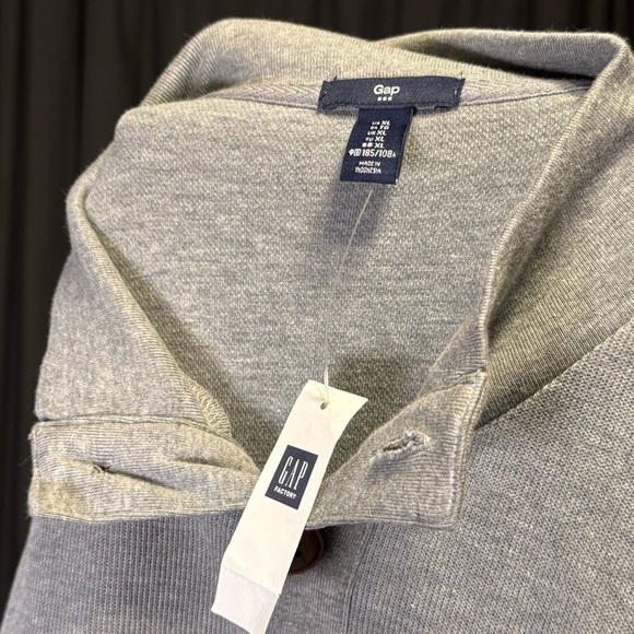 NEW Gap Sweater Mens XL  Mock Neck 1/4 Button Up Pullover Gray Red Stripes - Picture 3 of 6